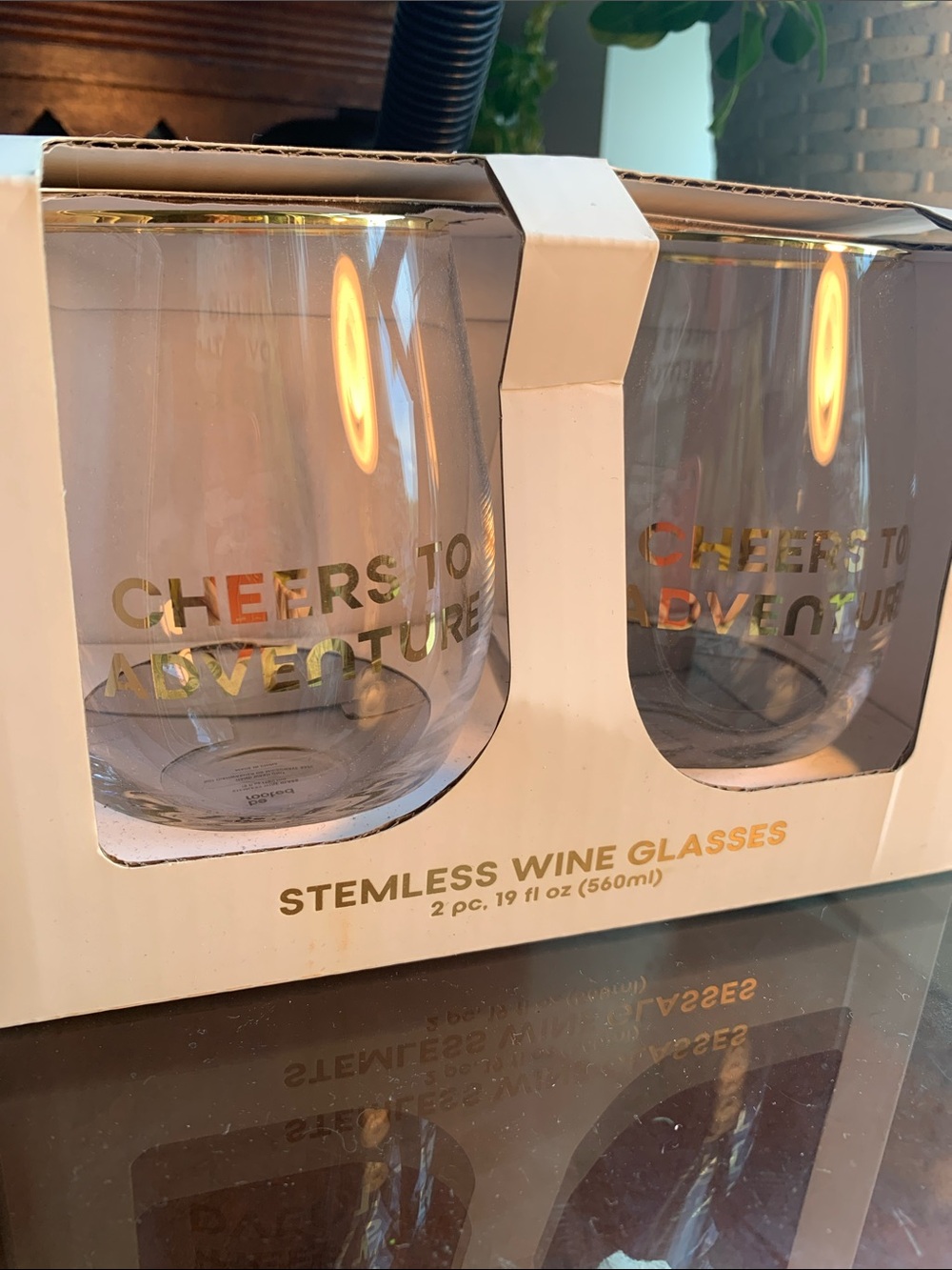Be Rooted Stemless Wine Glasses ‘Cheers to Adventure’ 2 pcs 19 fl oz